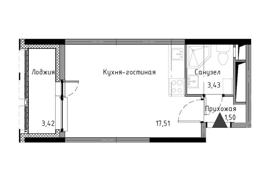 Студия в : площадь 24.15 м2 , этаж: 10 – купить в Санкт-Петербурге